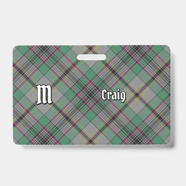 Clan Craig Tartan Badge ID Badge (Front)