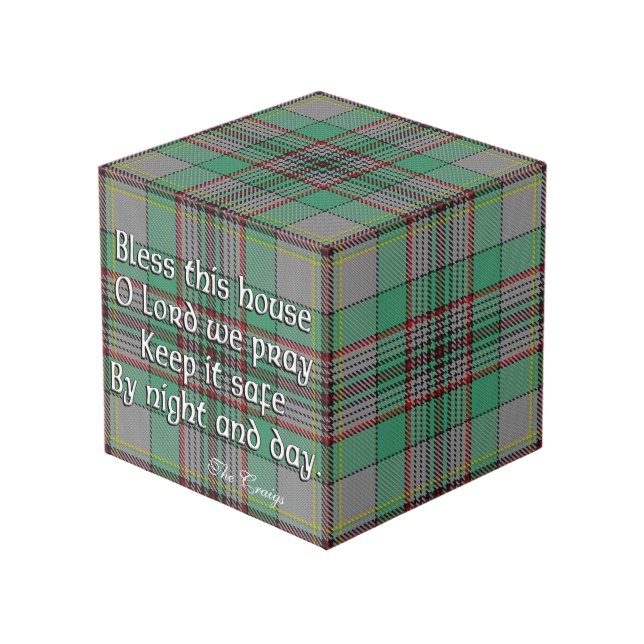 Clan Craig Tartan House Blessing Cube (Front Angled)