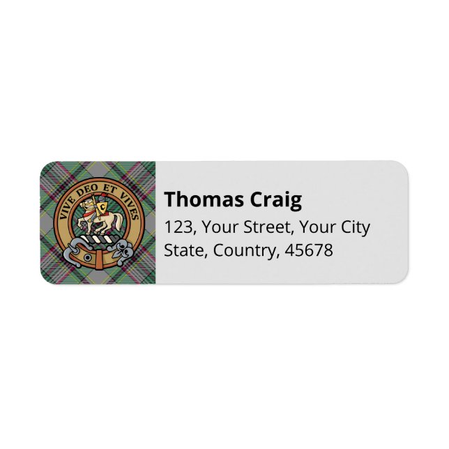 Clan Craig Tartan Label Return Address Label (Front)