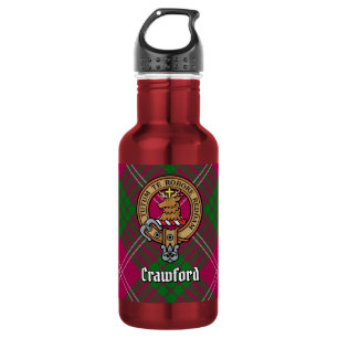 Clan Crawford Crest over Tartan 532 Ml Water Bottle