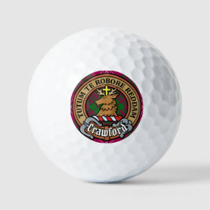 Clan Crawford Crest over Tartan Golf Balls