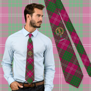 Clan Crawford Crest over Tartan Tie