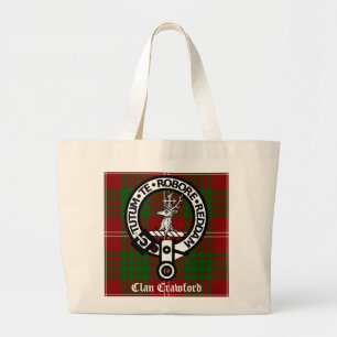 Clan Crawford Crest Tartan Large Tote Bag