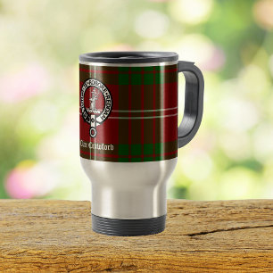 Clan Crawford Crest Tartan Travel Mug