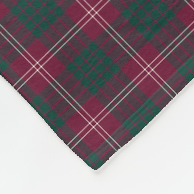 Clan Crawford Dark Red and Green Tartan Fleece Blanket (Corner)