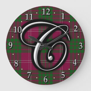 Clan Crawford Letter C Monogram Tartan Large Clock