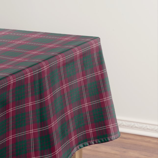 Clan Crawford Maroon and Green Scottish Tartan Tablecloth (In Situ)