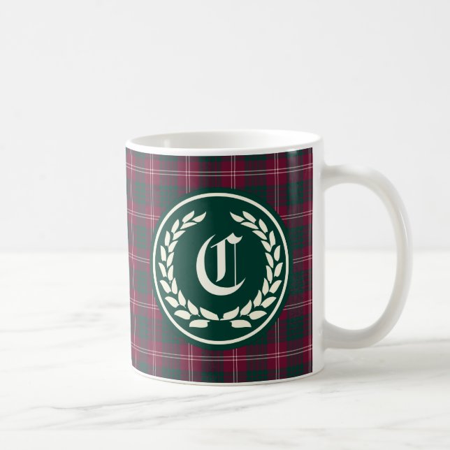 Clan Crawford Tartan Monogram Coffee Mug (Right)