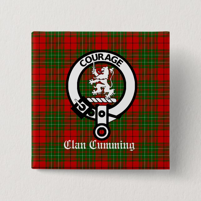 Clan Cumming Crest Badge and Tartan (Front)