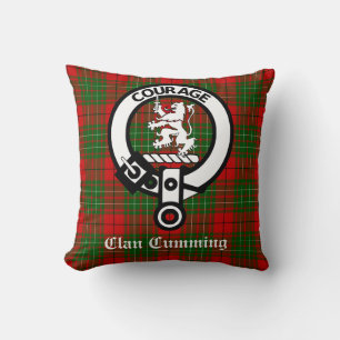 Clan Cumming Crest Badge and Tartan Cushion