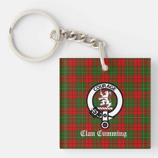 Clan Cumming Crest Badge and Tartan Key Ring (Front)