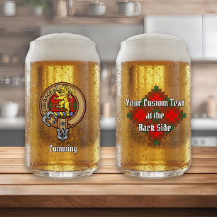 Clan Cumming Crest over Tartan Can Glass