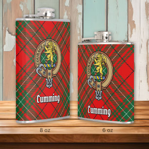 Clan Cumming Crest over Tartan Hip Flask