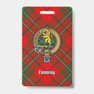 Clan Cumming Crest over Tartan ID Badge
