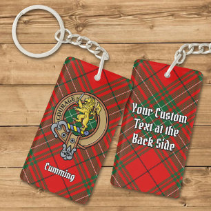 Clan Cumming Crest over Tartan Key Ring