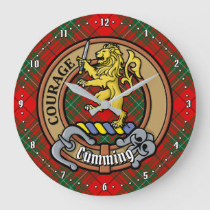 Clan Cumming Crest over Tartan Large Clock