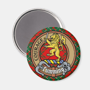 Clan Cumming Crest over Tartan Magnet