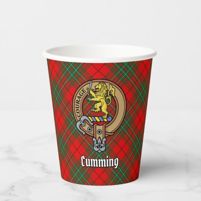 Clan Cumming Crest over Tartan Paper Cups (Front)