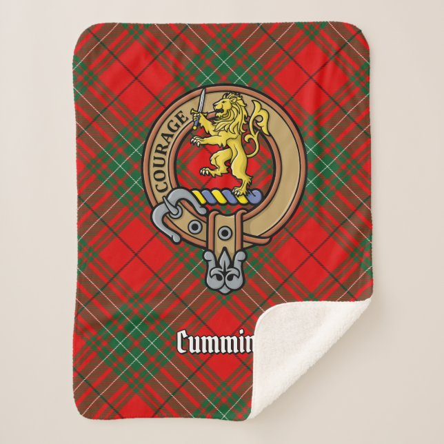 Clan Cumming Crest over Tartan Sherpa Blanket (Front)