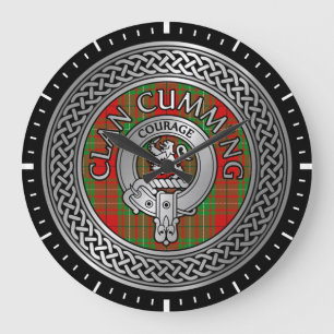 Clan Cumming Crest & Tartan Knot Large Clock