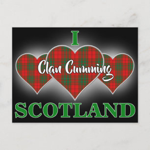 Clan Cumming I Love Scotland Red Tartan Heart Postcard