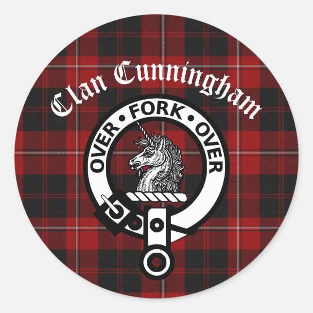 Clan Cunningham Badge & Tartan  Classic Round Sticker (Front)
