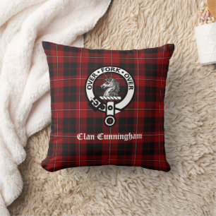 Clan Cunningham Crest Badge and Tartan Cushion