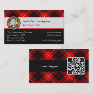 Clan Cunningham Crest over Tartan Business Card