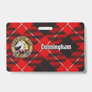 Clan Cunningham Crest over Tartan ID Badge