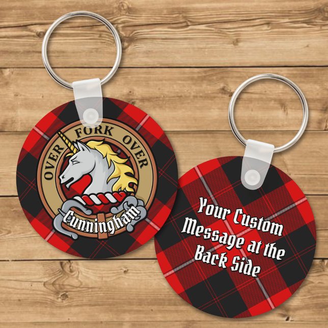 Clan Cunningham Crest over Tartan Key Ring (Creator Uploaded)