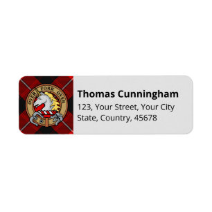 Clan Cunningham Crest over Tartan Return Address Label