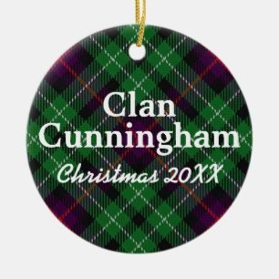 Clan Cunningham Scottish Tartan Ceramic Tree Decoration