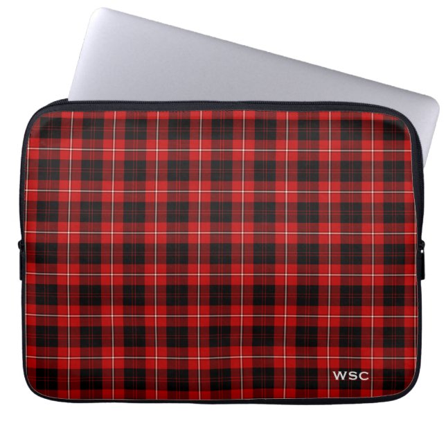 Clan Cunningham Tartan Red Plaid Monogram Laptop Sleeve (Front)