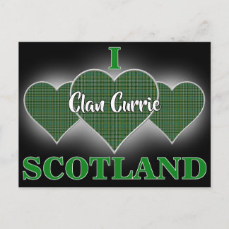 Clan Currie I Love Scotland Tartan Heart Postcard