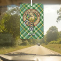 Clan Currie Lion Crest over Tartan