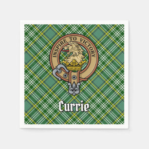 Clan Currie Lion Crest over Tartan Napkin