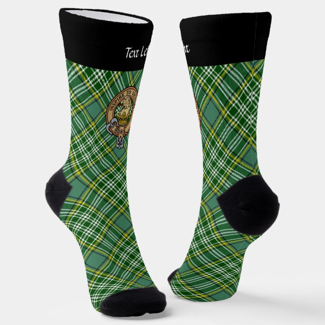 Clan Currie Lion Crest over Tartan Socks (Angled)