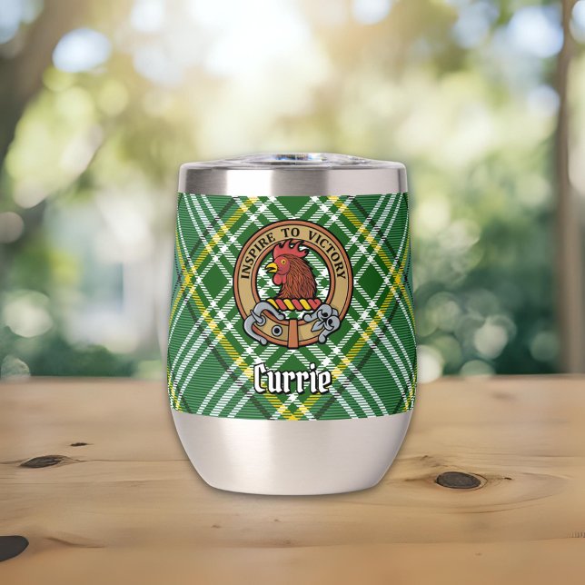 Clan Currie Rooster Crest over Tartan (Creator Uploaded)
