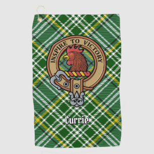Clan Currie Rooster Crest over Tartan Golf Towel