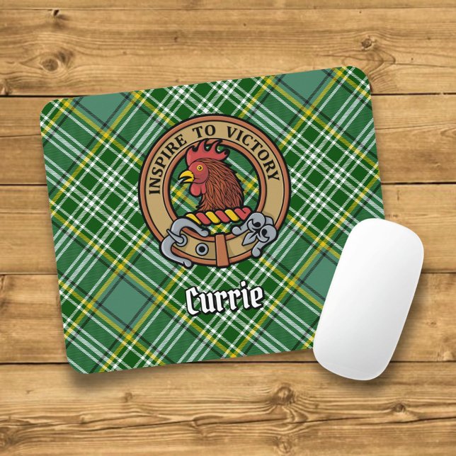 Clan Currie Rooster Crest over Tartan Mouse Pad (Creator Uploaded)