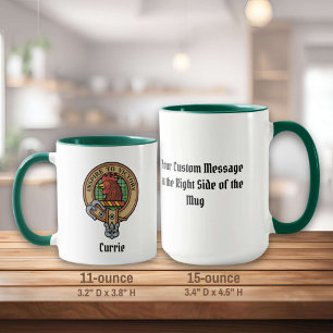 Clan Currie Rooster Crest over Tartan Mug