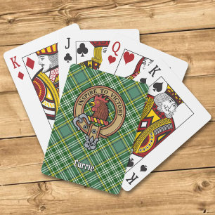 Clan Currie Rooster Crest over Tartan Playing Cards