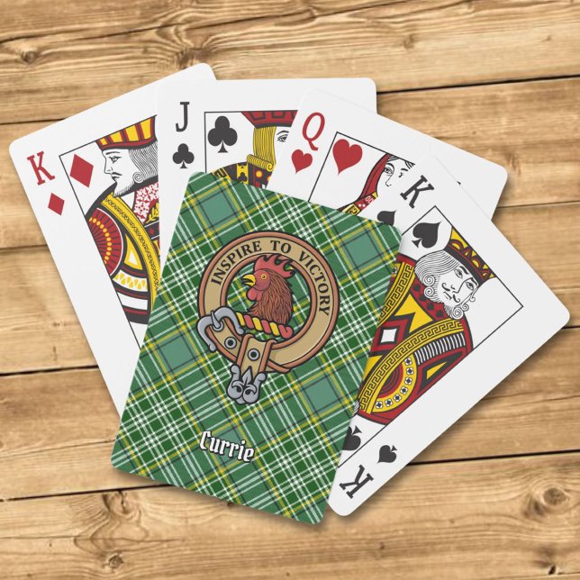 Clan Currie Rooster Crest over Tartan Playing Cards (Creator Uploaded)