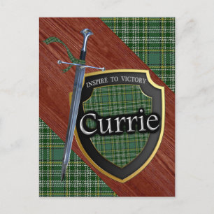 Clan Currie Tartan Sword & Shield Postcard