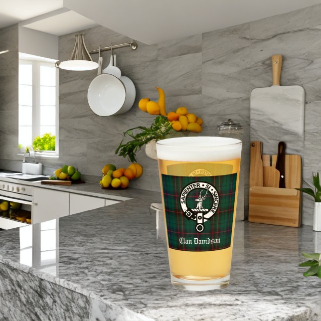 Clan Davidson Crest Badge and Tartan Customisable  Glass (Creator Uploaded)