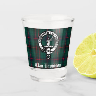 Clan Davidson Crest Badge and Tartan Customisable  Shot Glass