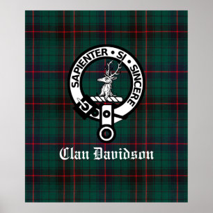 Clan Davidson Crest Badge and Tartan Poster