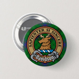 Clan Davidson Crest over Tartan 6 Cm Round Badge