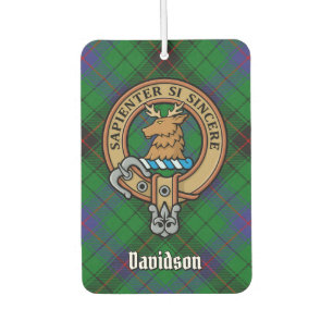 Clan Davidson Crest over Tartan Car Air Freshener