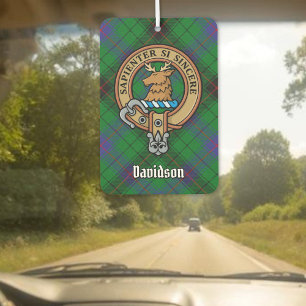 Clan Davidson Crest over Tartan Car Air Freshener